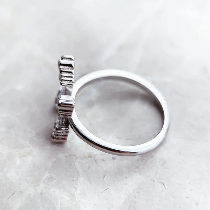 925 Sterling Silver Romance White Stone Butterfly Ring