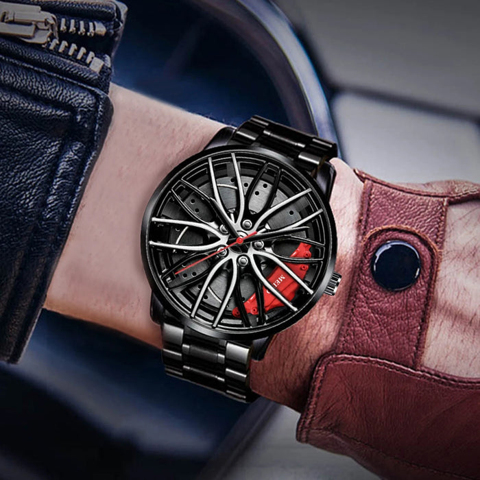 Stainless Steel Car Wheel Mens Watch