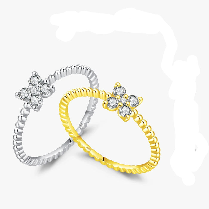 925 Sterling Silver D Colour Moissanite Clover Ring