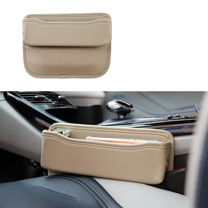Car Seat Gap Bag Pu Leather Console Side Pocket Organizer With Charging Cable Hole