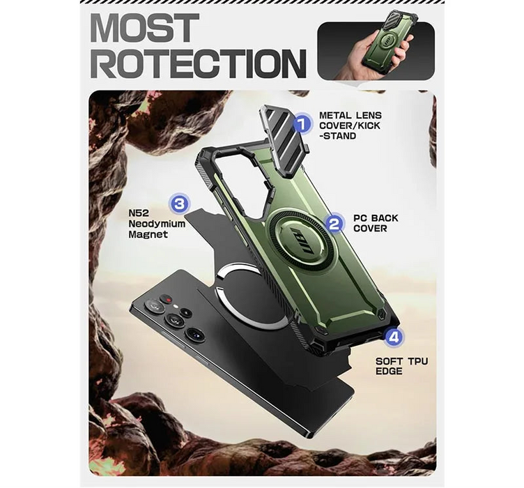 For Samsung Galaxy S25 Ub Mag Xt Heavy Duty Magnetic Case With Ultra Camera Cover Kickstand