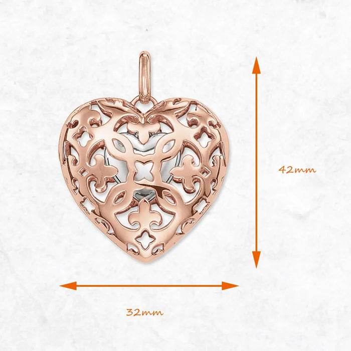 925 Sterling Silver Romantic Rose Gold Heart Locket Pendant For Women