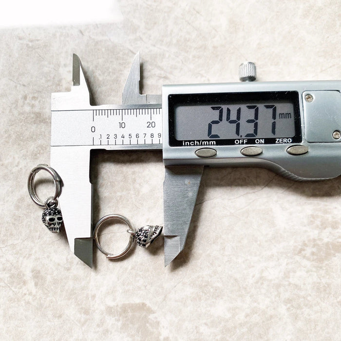 925 Sterling Silver Black Cz Skull Hoop Earrings Fine Jewelry For Women And Men