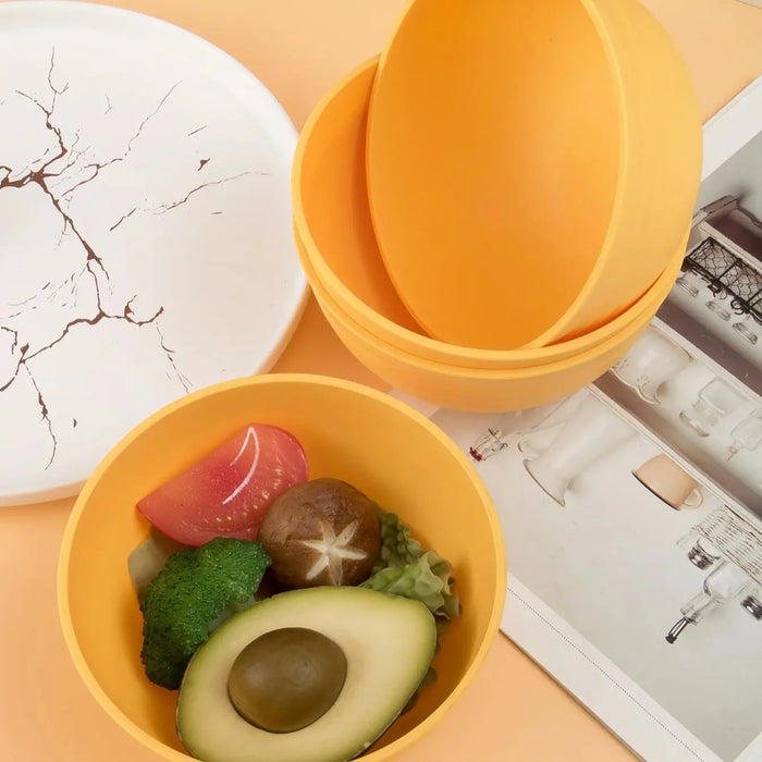 4 / 6 / 8 Piece Reusable Yellow Cereal Bowls Ideal For Food Dessert Camping