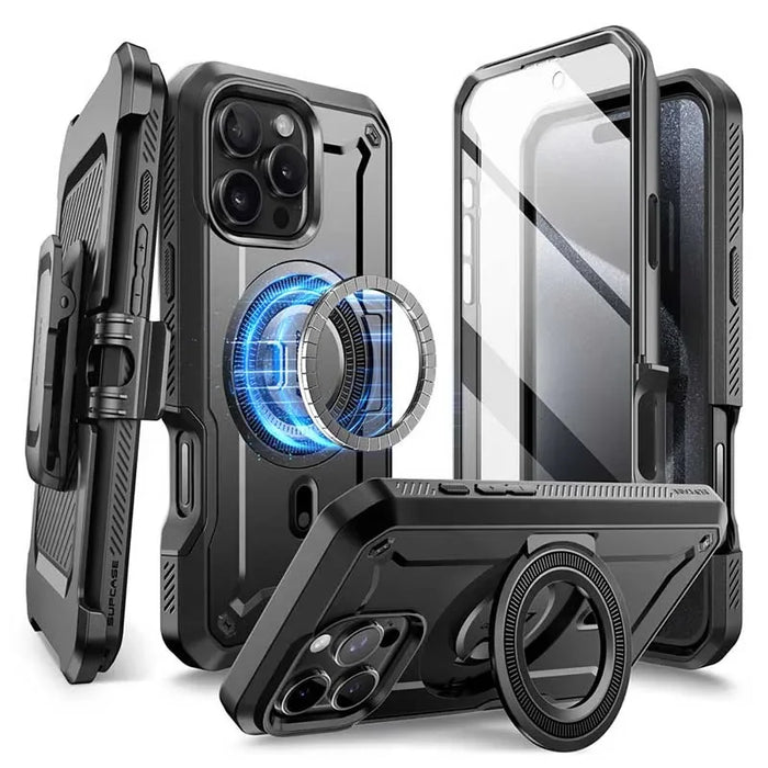 For Iphone 16 Pro 6.3 Inch 2024 Ub Pro Mag Full Body Rugged Phone Case With Built-In Screen Protector Belt-Clip