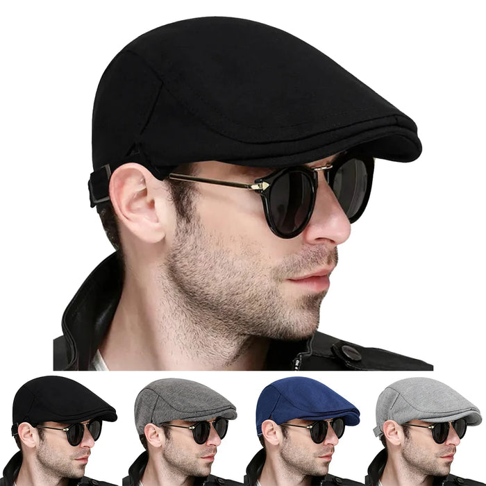 Men Solid Color Newsboy Cap Adjustable British Painter Hat For Spring / Autumn