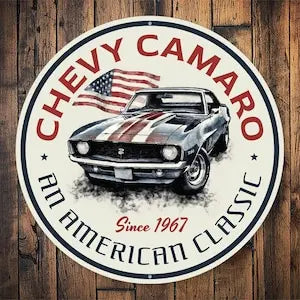 American Classic Camaro Metal Sign Vintage Garage