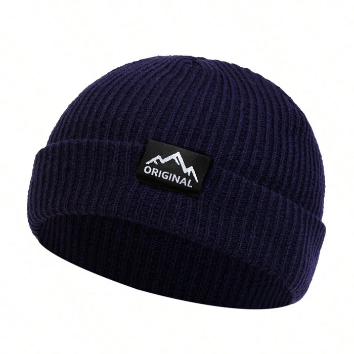 Unisex Mountain Range Label Embroidery Beanie Warm Knit Hat For Autumn / Winter Hip Hop Cap For Women / Men