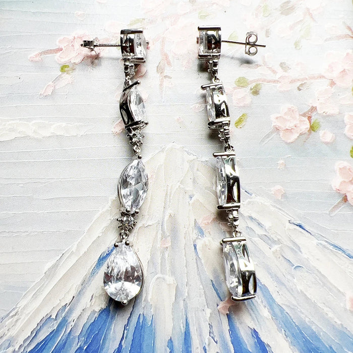 925 Sterling Silver Tear Drop Earrings White Zircon Jewelry For Women