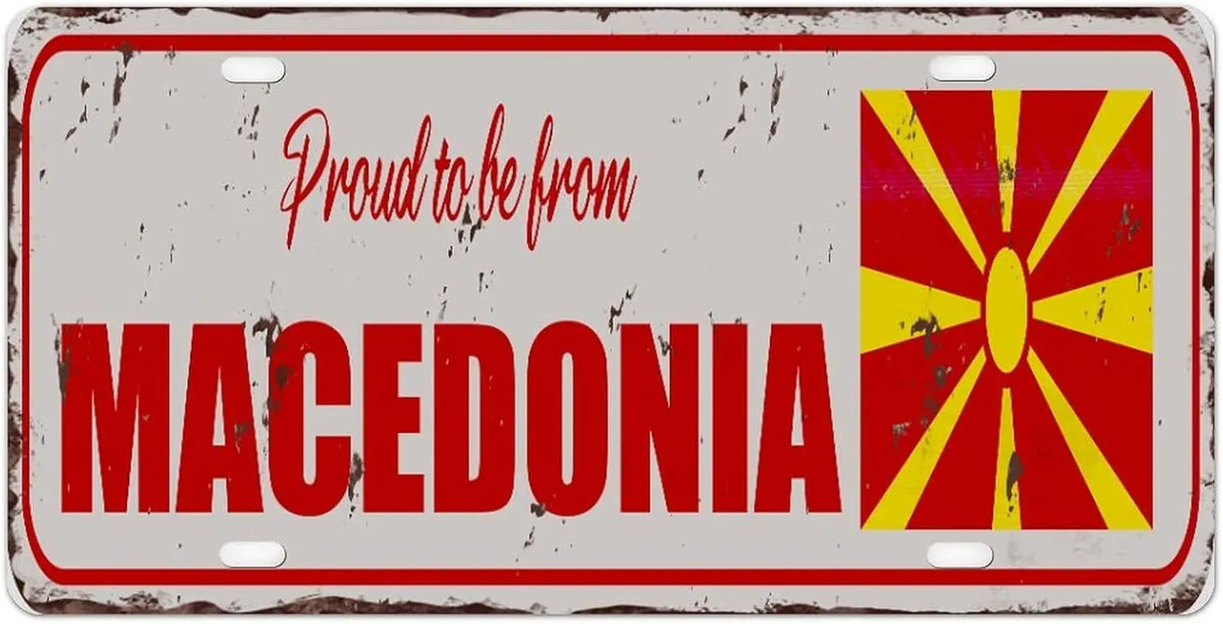 Macedonia Flag Metal Tin Sign Personalized Car Tag