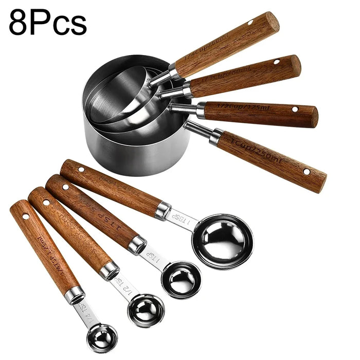 4 / 8 Piece Stainless Measuring Cups & Spoons Set For Baking