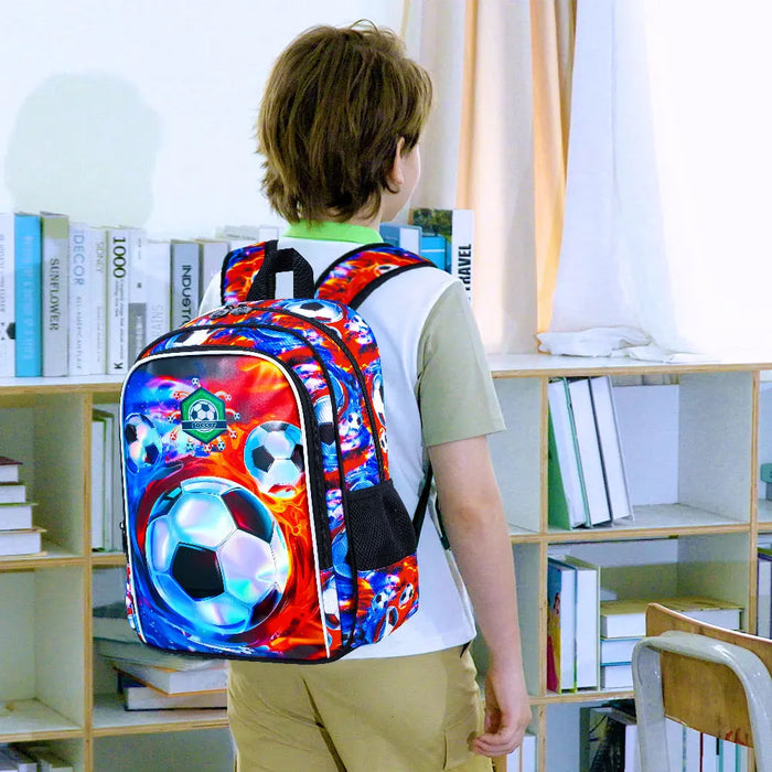 16 Inch Soccer Backpack With Lunch Box For Boys