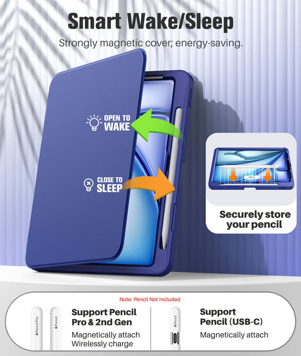 For Ipad Air 11 Inch Case 7Th / 6Th Generation M3 / M2 2025 / 2024 Ipad Air 5Th / 4Th 10.9 Inch 2022 / 2020 Case With Pencil Holder