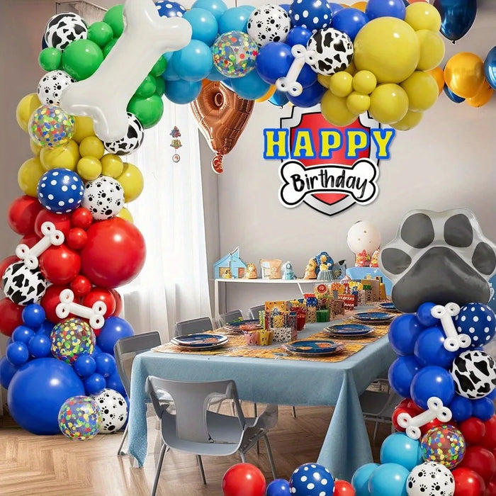 135Pcs Pet Dog Paw Balloon Set With Bone Paw Printed Foil Balloons For Pet Dog Patrol Theme Birthday Party Decoration