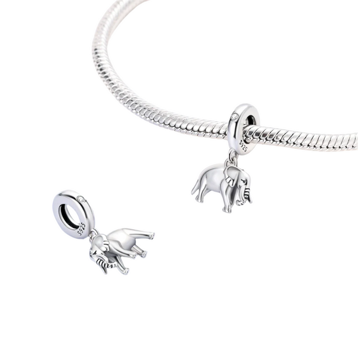 925 Sterling Silver Elephant Charm Pendant Fits Bracelets & Necklaces Diy Gift