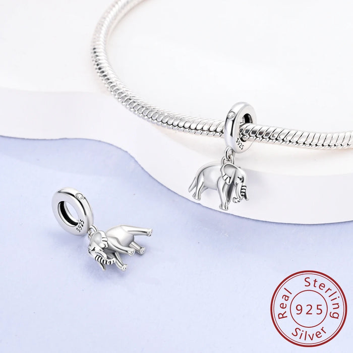 925 Sterling Silver Elephant Charm Pendant Fits Bracelets & Necklaces Diy Gift