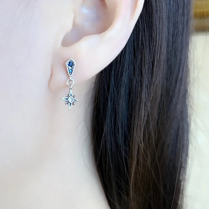 925 Sterling Silver Star & Moon Earrings Romantic Gift For Women