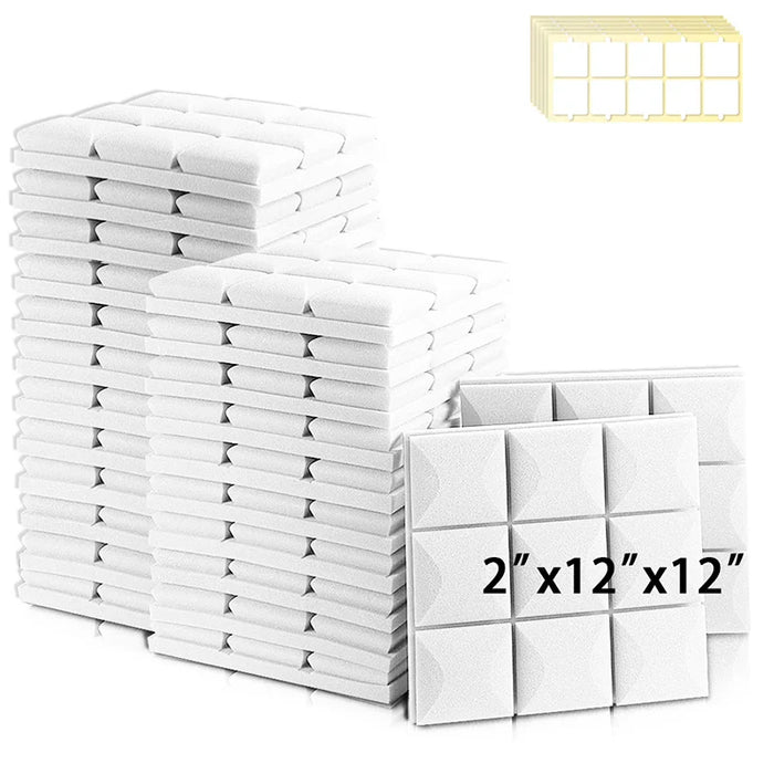 6 / 12 / 24 Pieces Acoustic Foam Panels White Mushroom Wedge Tiles For Soundproofing And Noise Insulation In Home Studios