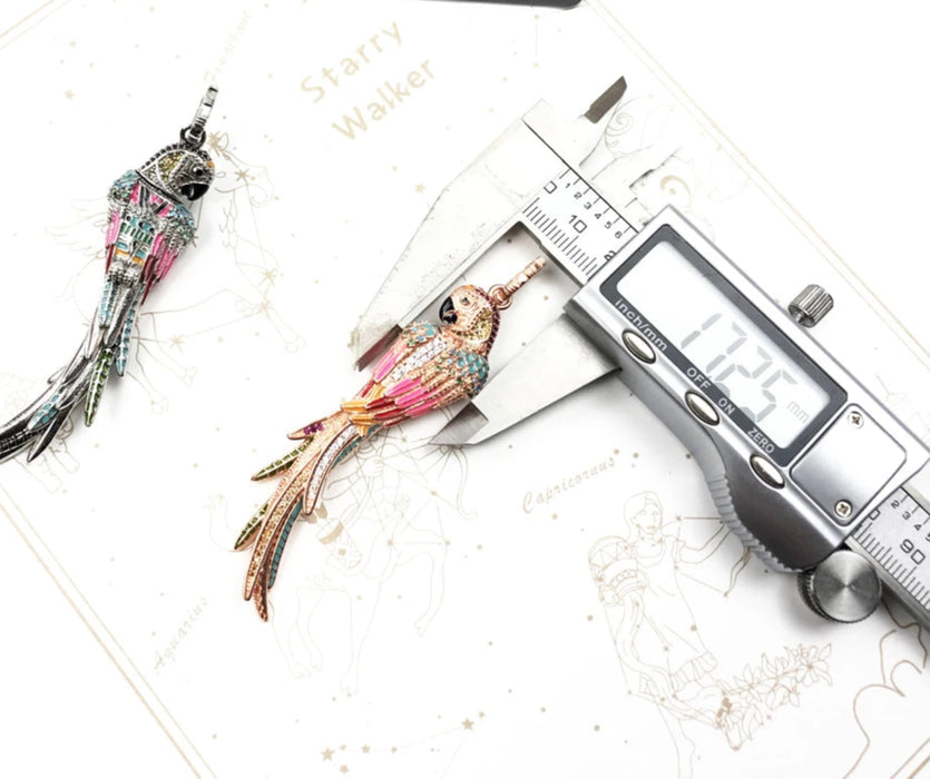 925 Sterling Silver Boho Parrot Pendant Colourful Summer Jewelry For Women