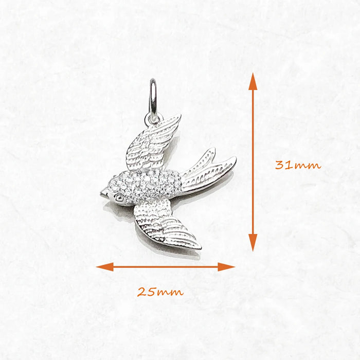 925 Sterling Silver Swallow Pave Pendant Fashion Accessory For Women