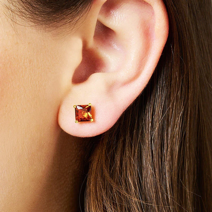 925 Sterling Silver Square Princess Cut Stud Earrings