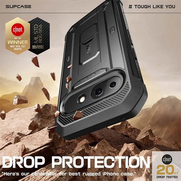 For Google Pixel 9A 2025 Ub Pro Full-Body Rugged Holster & Kickstand Phone Case With Built-In Screen Protector