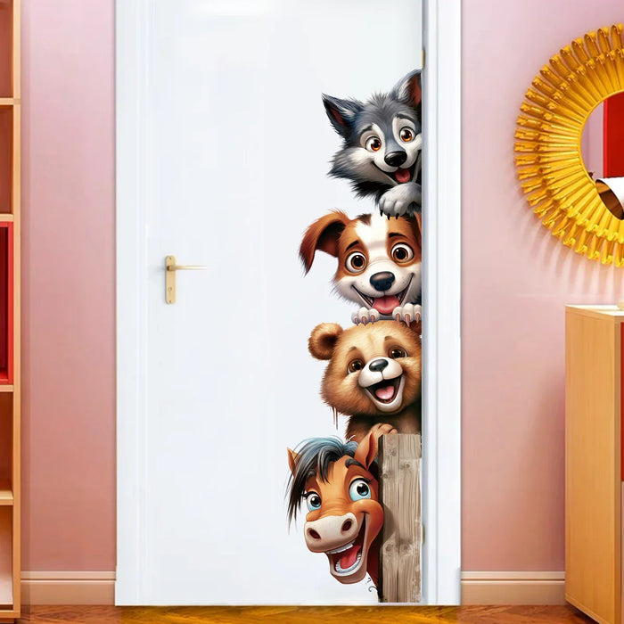 Adorable Animal Door Stickers For Kids Room Decor