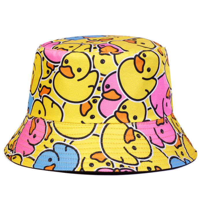 Double Sided Unisex Duck Print Bucket Hat For Outdoor Sun Protection