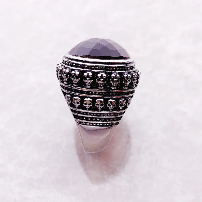925 Sterling Silver Vintage Tiger Eye & Skull Ring Unisex