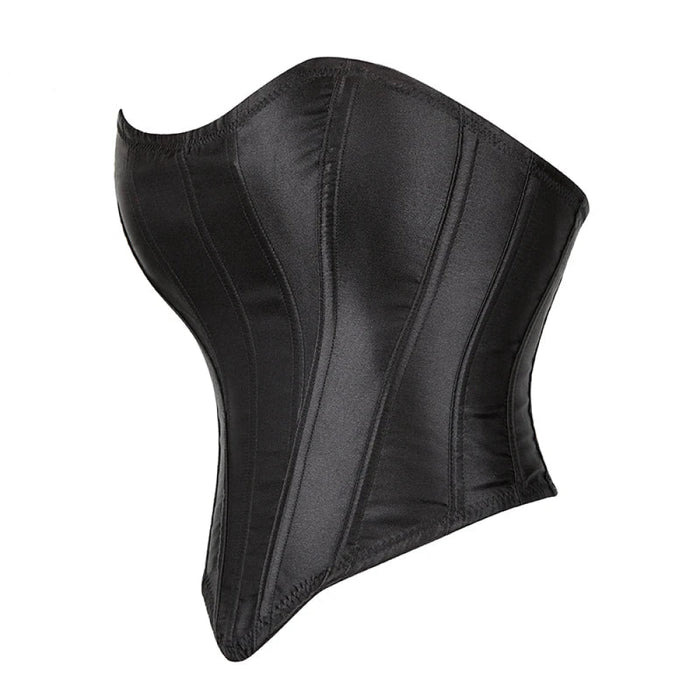 Summer Satin Overbust Corset Plus Size Xs-6Xl Black Lace Up With Zip