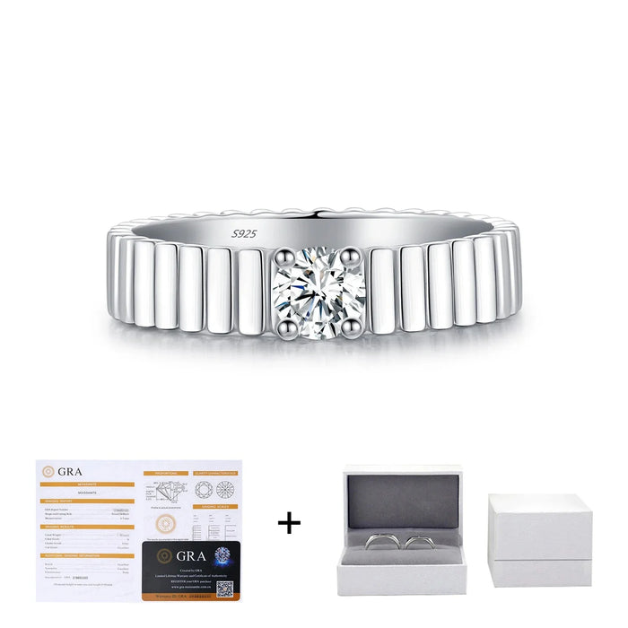 925 Sterling Silver D Colour Moissanite Ringwide Stackable Band For Women