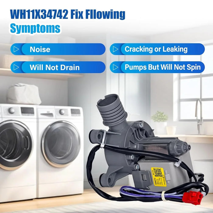 Wh11X34742 Washer Pump Assembly For Frigidaire 11001011000071 5304511363 Fftw4120Sw Washing Machine Drain Pump Motor