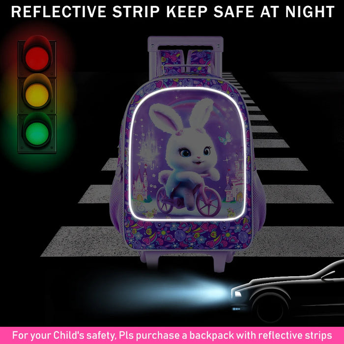 3 Piece Girls Rolling Backpack Set With Lunch Bag Rabbit