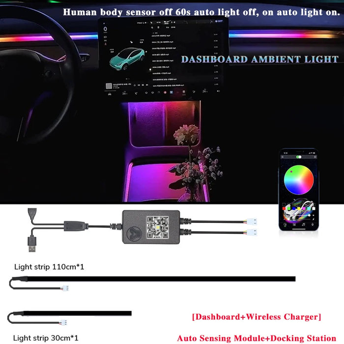 60S Auto Off Car Ambient Light For Tesla Model 3 Y S X