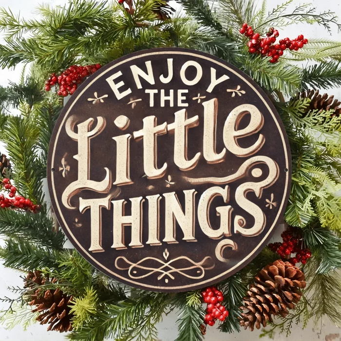 8X8 Inch Inch Rustic Iron Wall Art Enjoy The Little Things Indoor / Outdoor