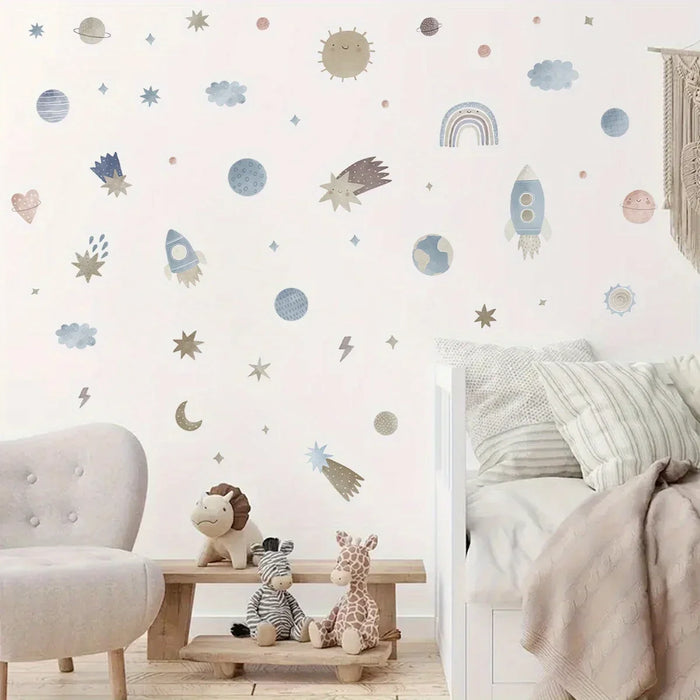 Space Themed Wall Stickers For Bedroom Or Nursery