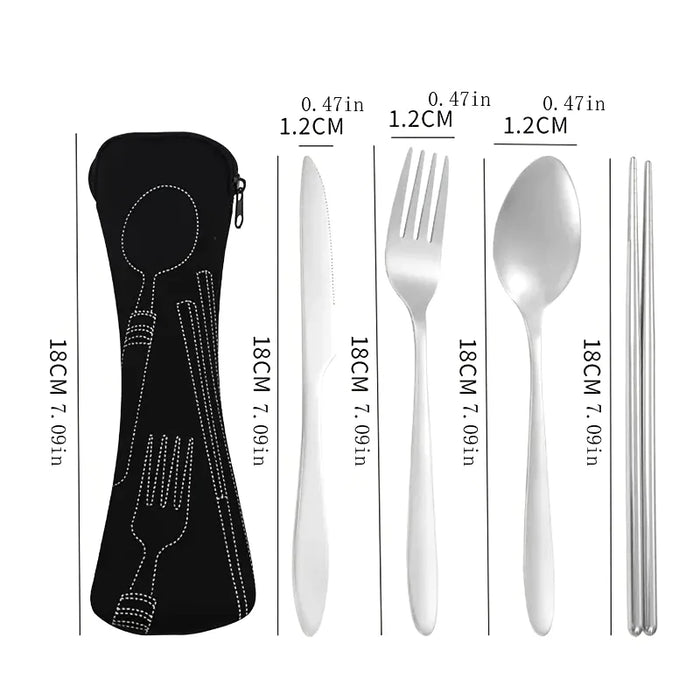 4 Piece Stainless Steel Cutlery Set For School Travel Camping Work