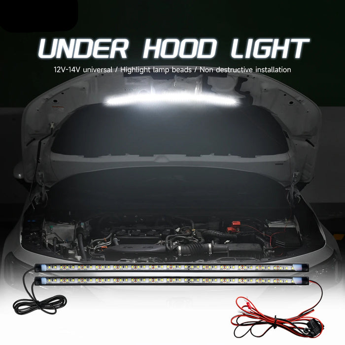 Waterproof 2-In-1 Car Led Under Hood Work Light Kit Fits Any Vehicle 12V