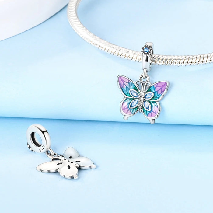 925 Sterling Silver Butterfly Pendant Fits Bracelet Diy Gift For Women