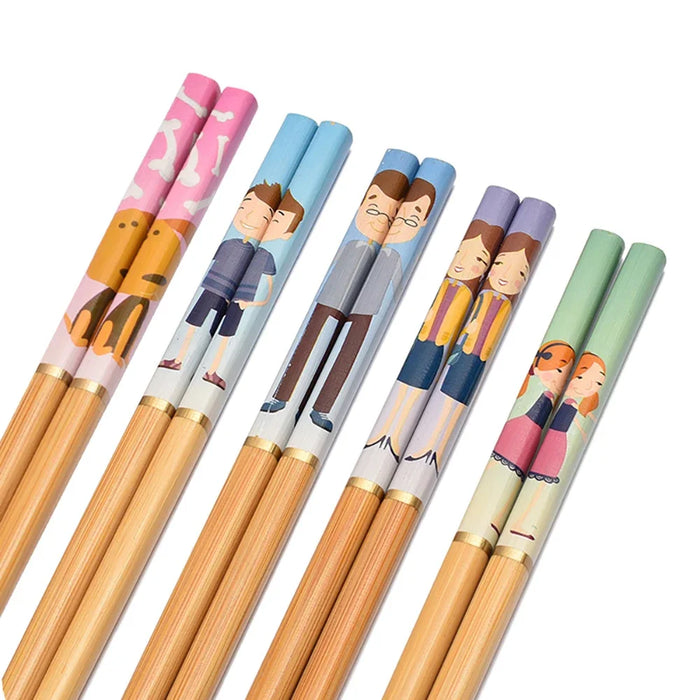 5 Pairs Bamboo Chopsticks Set Reusable Sushi Utensils