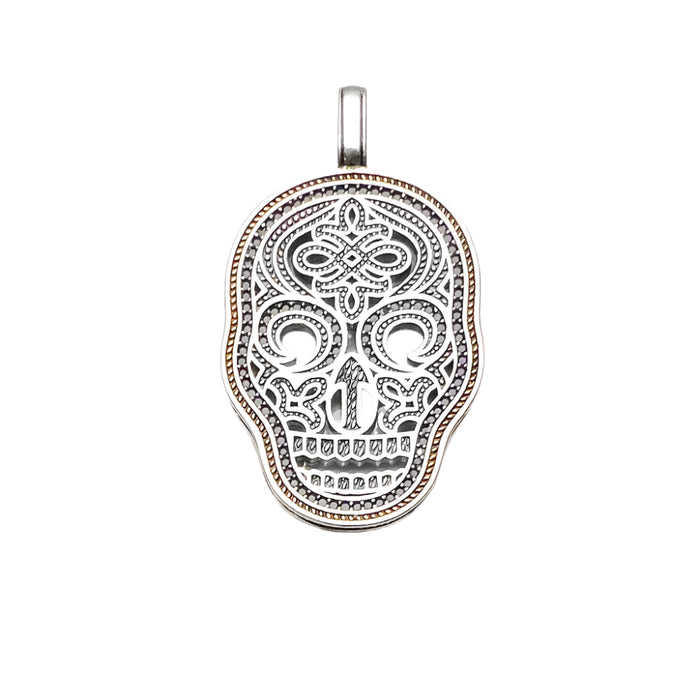 925 Sterling Silver Skull Mask Pendant Yellow Jewelry For Men & Women