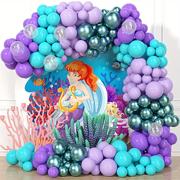 117Pcs Mermaid Series Balloon Arch Set - Used For Birthday Anniversary Engagement Wedding Theme Party Decoration