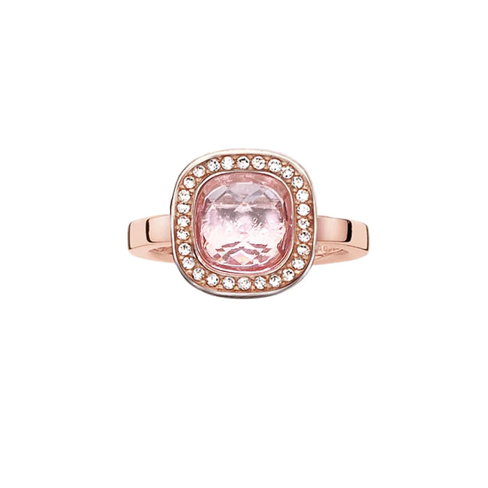 925 Sterling Silver Europe Style Pink Zirconia Ring Rose Gold Colour Fine Jewerly For Women