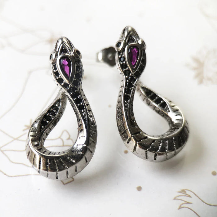 925 Sterling Silver Snake Hinged Hoop Earrings Romantic Gift & Seductive Jewelry For Women