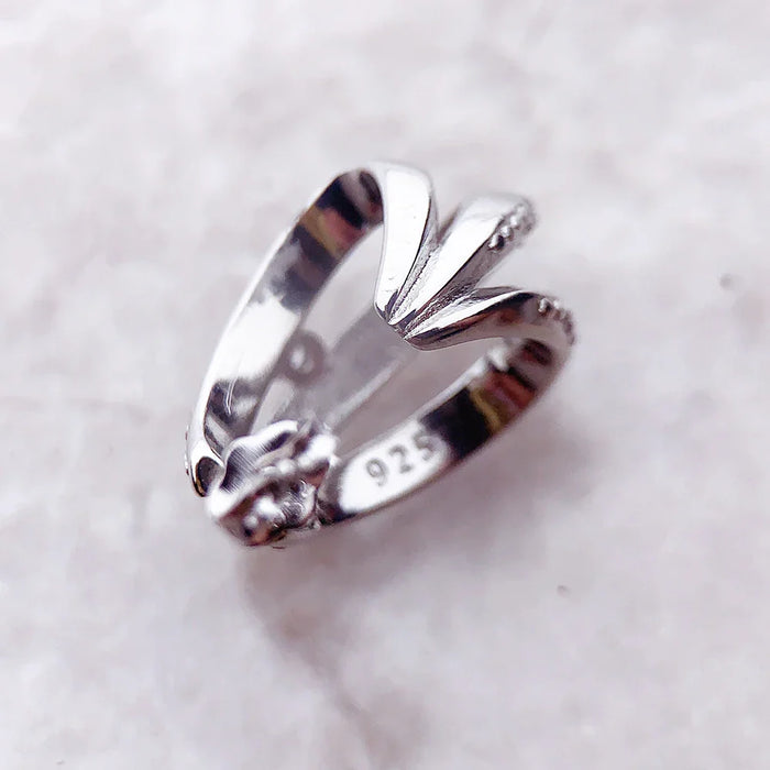 925 Sterling Silver Hinged Hoop Earrings With White Stones For Women