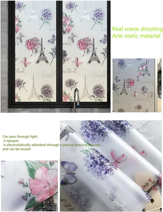 3D Sunscreen Blackout Film For Balcony & Bathroom Privacy - Pastoral American Design