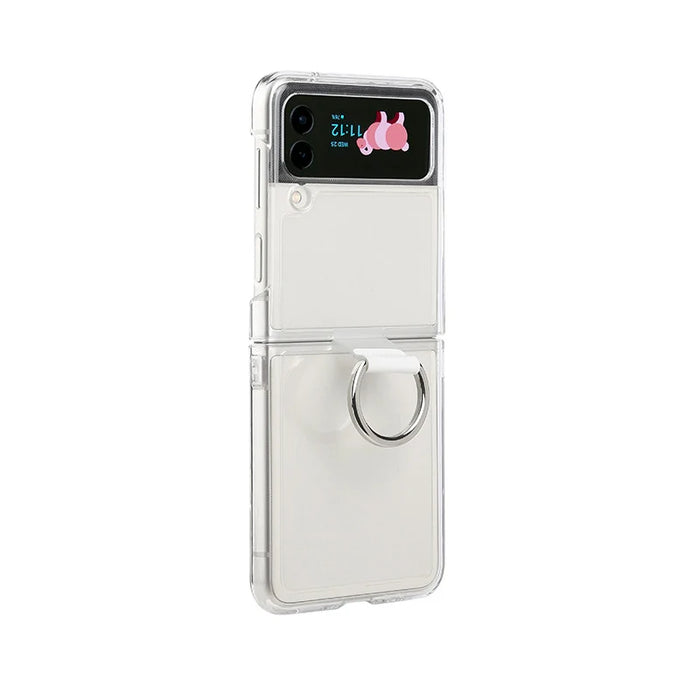 For Samsung Galaxy Z Flip 6 / 5 / 4 Slim Thin Folding Shockproof Transparent Protective Finger Ring Phone Case