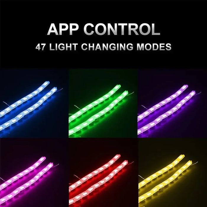 2Pcs Led Headlight Drl Daytime Running Light Strip Angel Eye Turn Signal Lamp