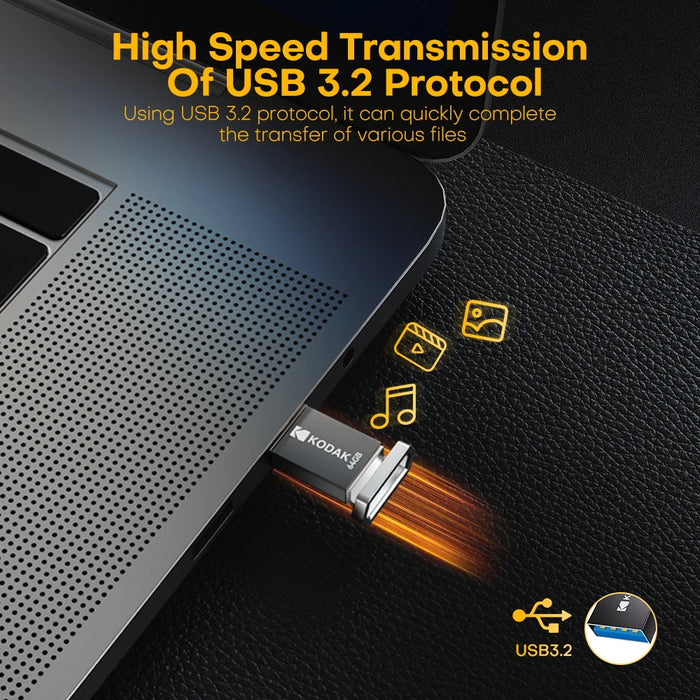 Kodak High Speed Usb3.2 Flash Drive 32gb / 64gb / 128gb 140mb/s Metal Key Pen Drive For Car Laptop