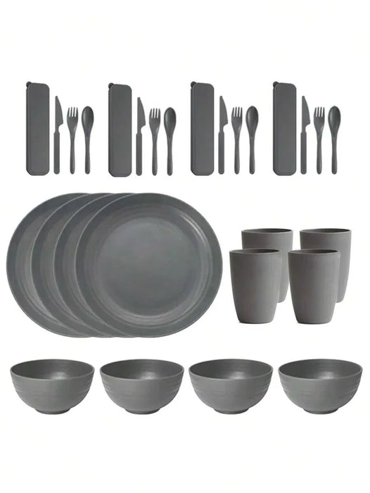 7 / 28 Piece Reusable Plastic Tableware Set For Home Parties